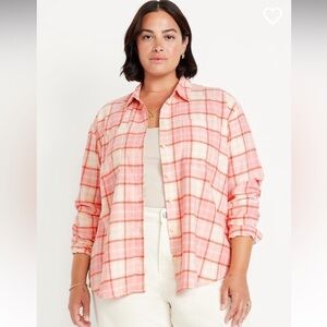 Old navy pink and cream flannel shirt